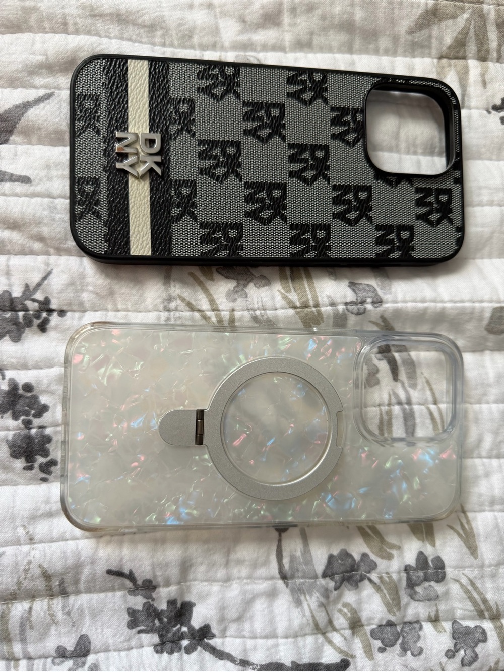 Dkny Black & Gray Monogram Stripe iPhone Case